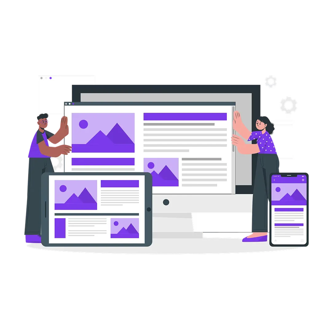 Interface moderna de um site institucional em diferentes dispositivos